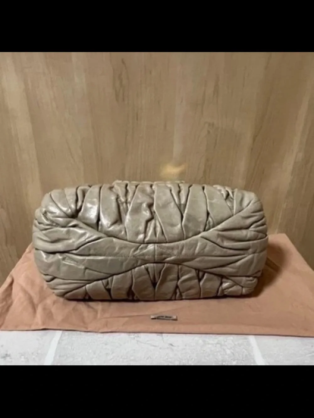 Miu Miu Quilted Cream Leather Satchel with Gold Hardware